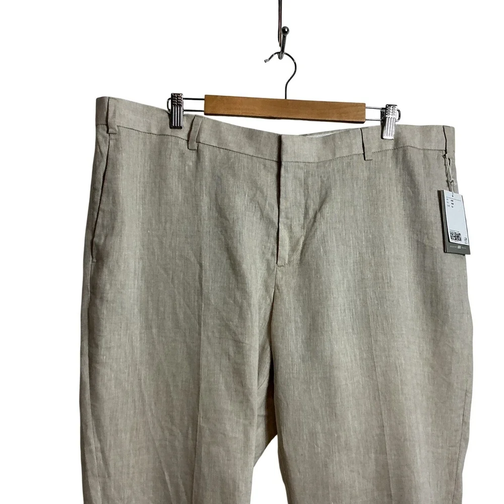H&M Size 46R Natural 100% Linen‎ Slim Fit Men's Suit Pants NEW Lightweight